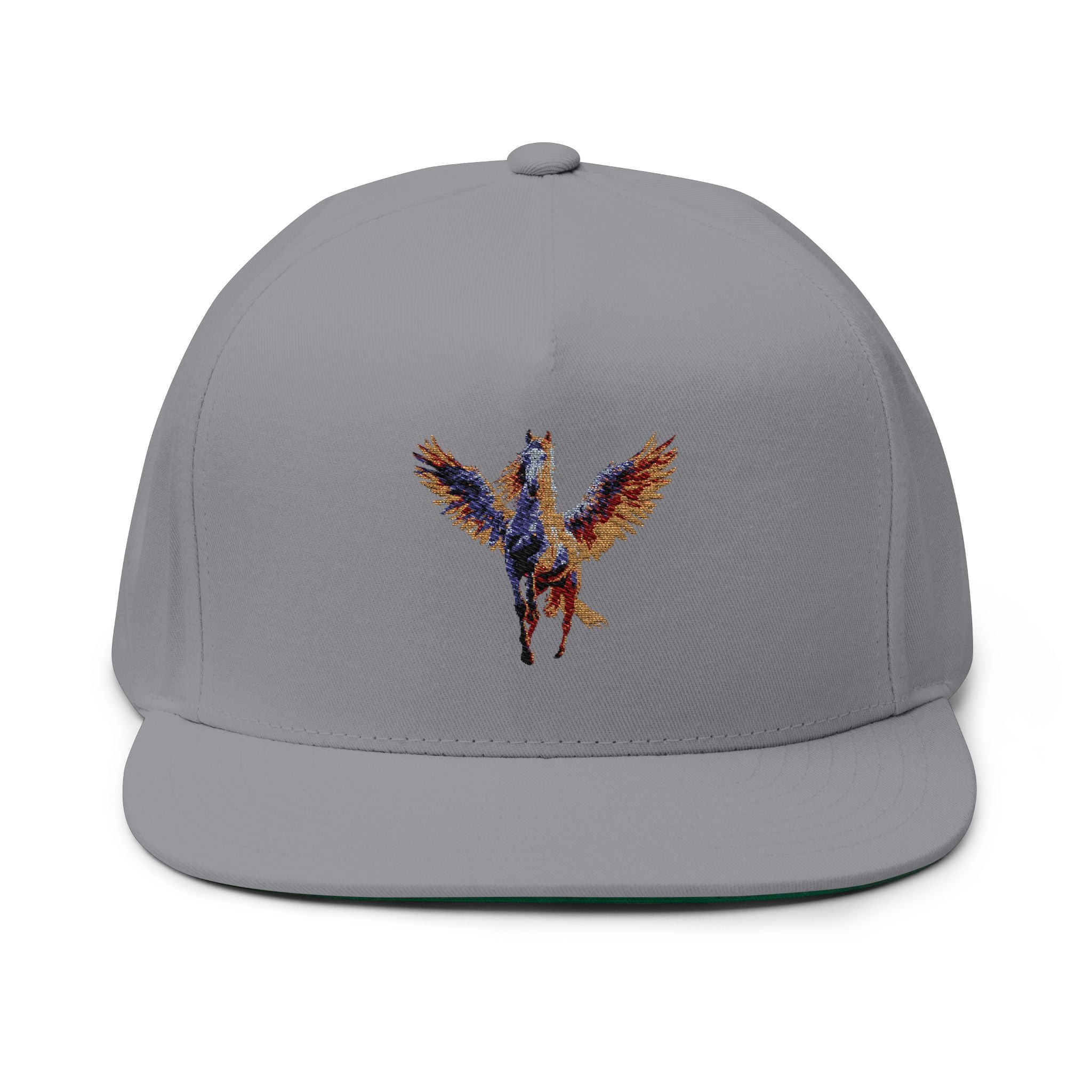 Majestic Pegasus Flat Bill Cap, Embroidered Snapback Hat, Casual Wear, Gifts for Horse Lovers, Unique Headwear
