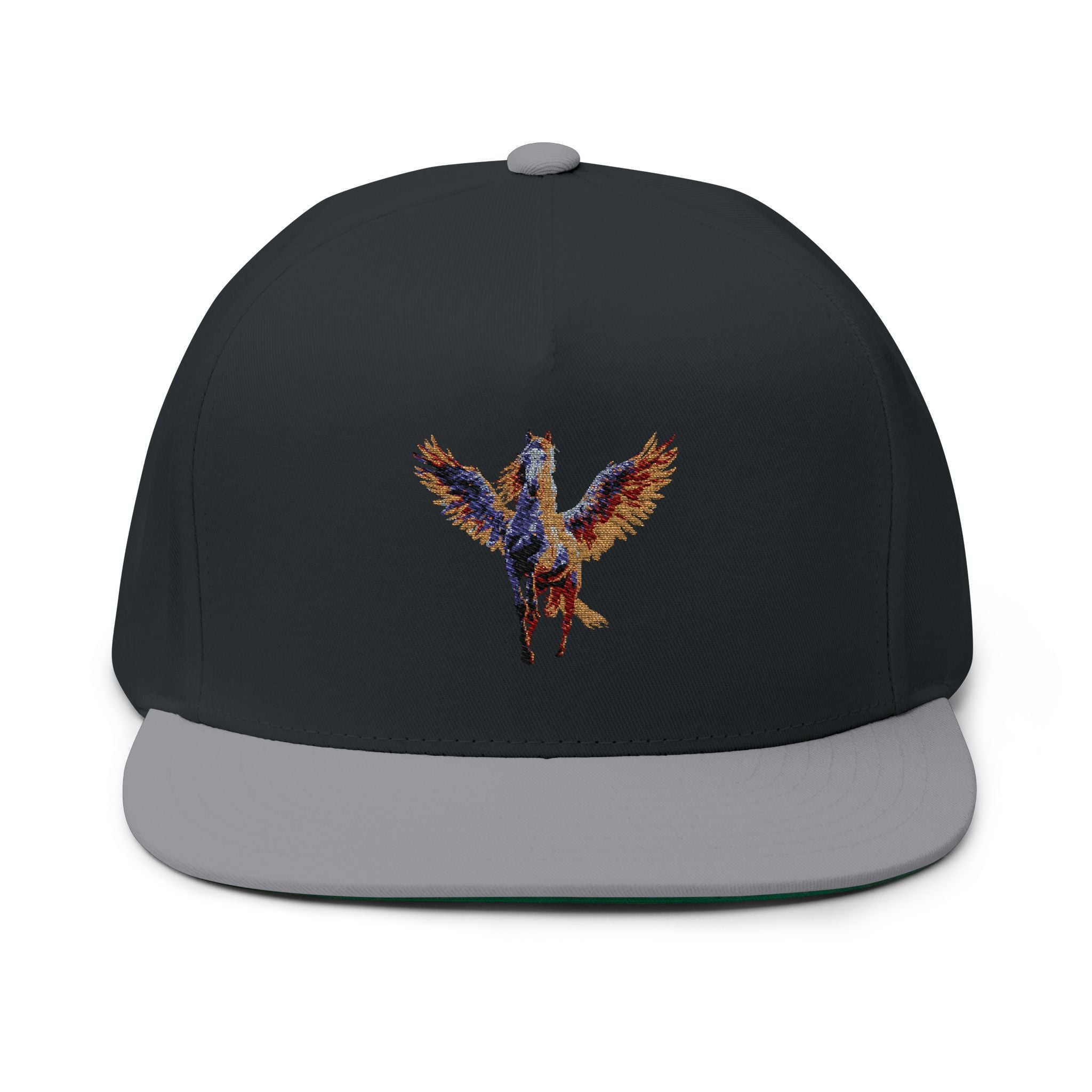 Majestic Pegasus Flat Bill Cap, Embroidered Snapback Hat, Casual Wear, Gifts for Horse Lovers, Unique Headwear