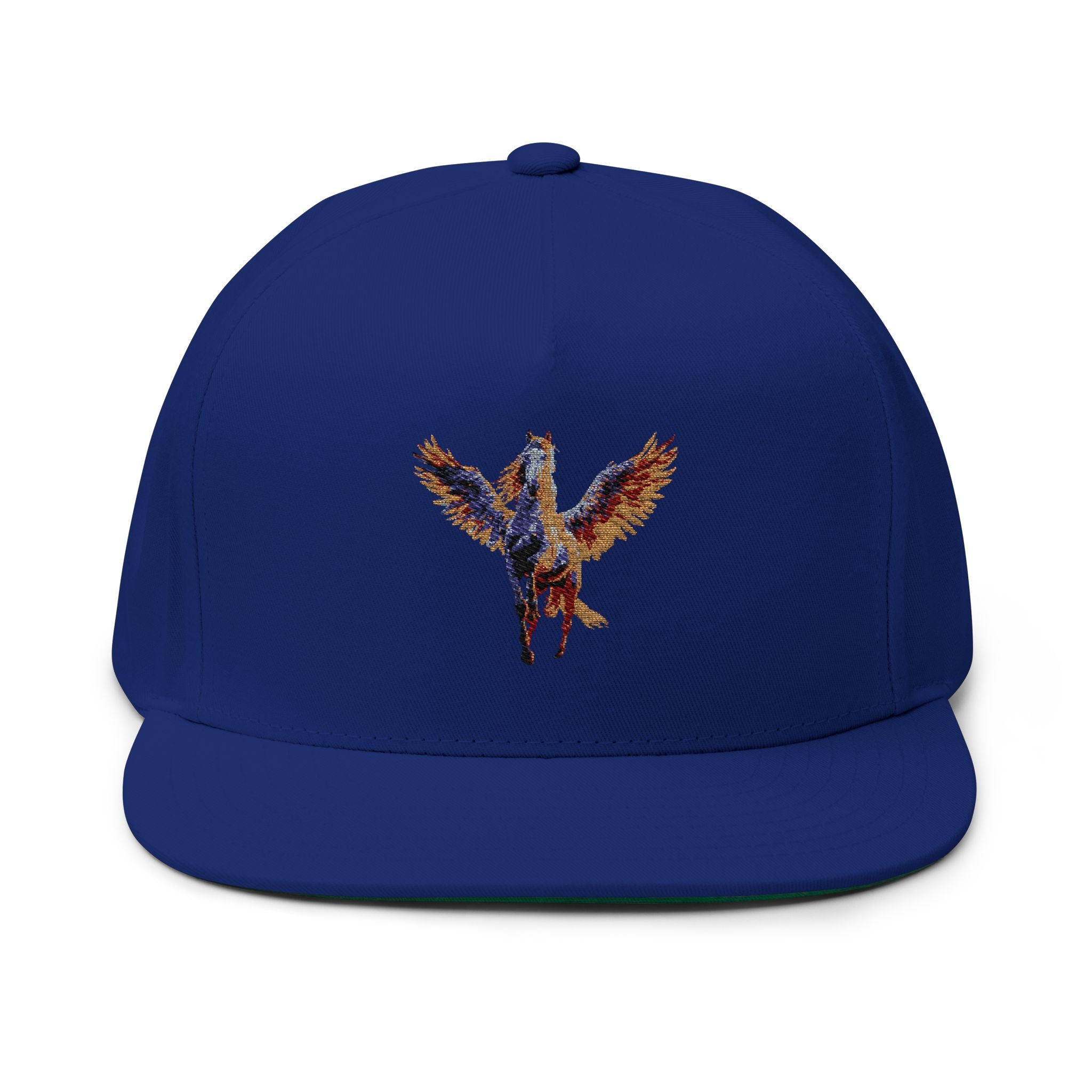 Majestic Pegasus Flat Bill Cap, Embroidered Snapback Hat, Casual Wear, Gifts for Horse Lovers, Unique Headwear