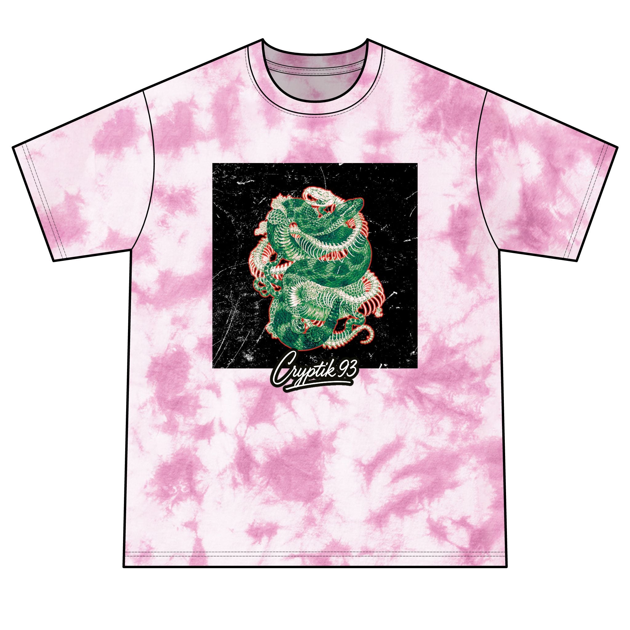 €R¥RIPTIK93 Snake Tie-Dye Tee — Green Retro Graphic T-Shirt